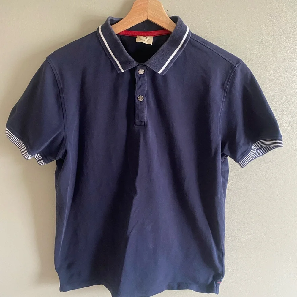 La Bottega Abbigliamento Polo‎ Shirt Mens L Navy Blue Italy Golf Nautical Preppy - Picture 2 of 9